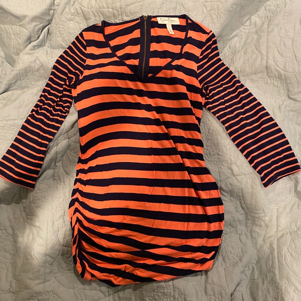 Maternity Jessica S Orange & Navy 3/4 sleeve top